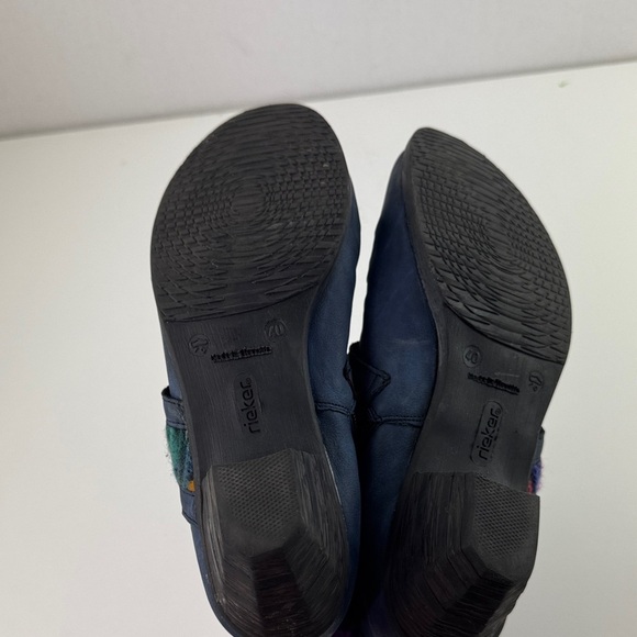 Rieker Women's Comfort Blue Leather Booties with Colourful Knit Accents - Picture 6 of 9